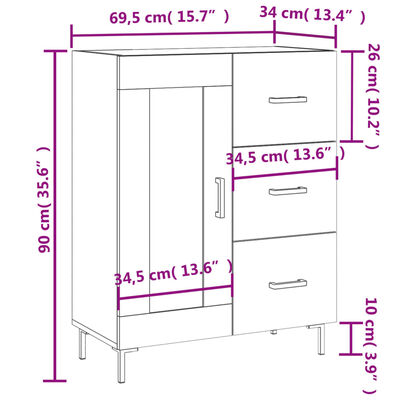 vidaXL Komoda betonsko siva 69,5x34x90 cm inženirski les