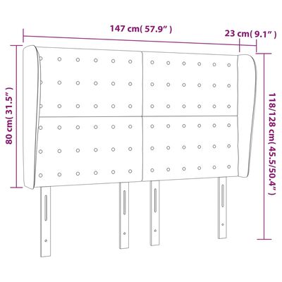 vidaXL Vzglavje z ušesi temno sivo 147x23x118/128 cm blago