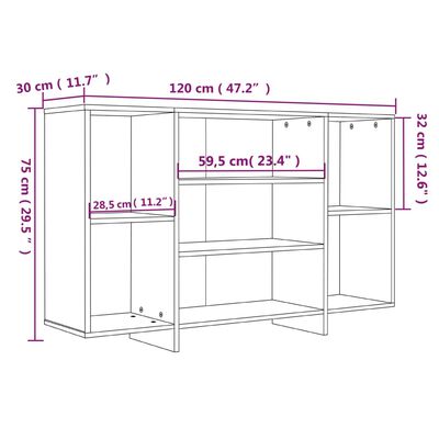 vidaXL Komoda črna 120x30x75 cm iverna plošča