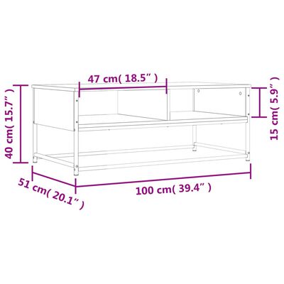 vidaXL Klubska mizica dimljeni hrast 100x51x40 cm inženirski les