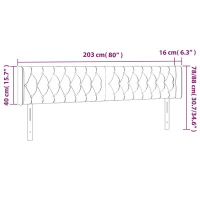 vidaXL Vzglavje z ušesi temno sivo 203x16x78/88 cm žamet