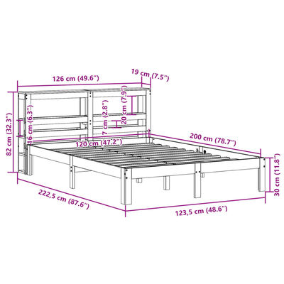 vidaXL Posteljni okvir z vzglavjem brez vzmetnice bel 120x200 cm