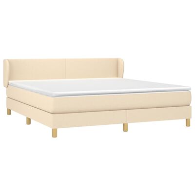 vidaXL Box spring postelja z vzmetnico krem 160x200 cm blago