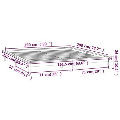 vidaXL LED posteljni okvir medeno rjav 150x200 cm trden les