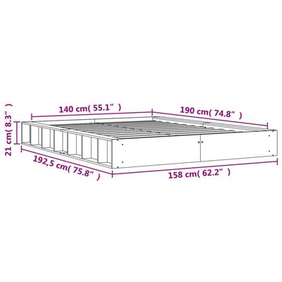 vidaXL Posteljni okvir brez vzmetnice voščeno rjav 140x190 cm borovina