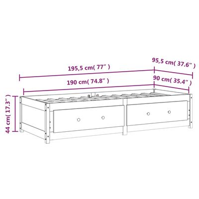 vidaXL Dnevna postelja bela 90x190 cm trdna borovina