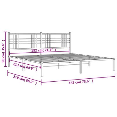 vidaXL Kovinski posteljni okvir z vzglavjem bel 183x213 cm