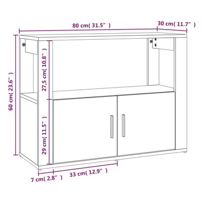 vidaXL Komoda črna 80x30x60 cm inženirski les