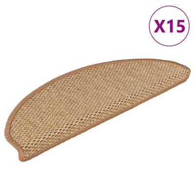 vidaXL Samolepilne preproge za stopnice 15 kosov 65x21x4 cm sisal