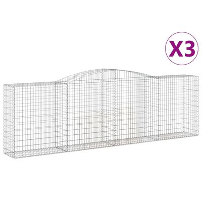 vidaXL Obokane gabion košare 3 kosi 400x50x120/140 cm pocinkano železo