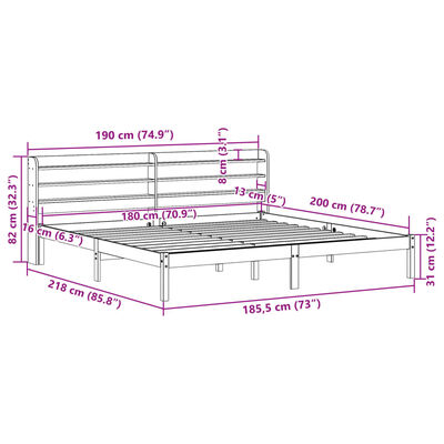 vidaXL Posteljni okvir brez vzmetnice bel 180x200 cm trdna borovina