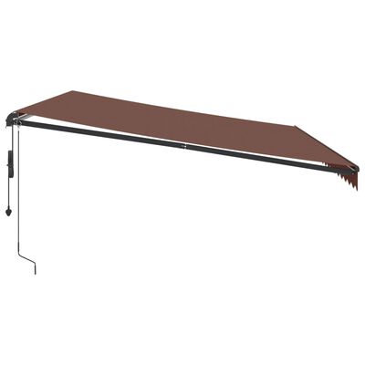 vidaXL Avtomatsko zložljiva tenda z LED rjava 500x350 cm