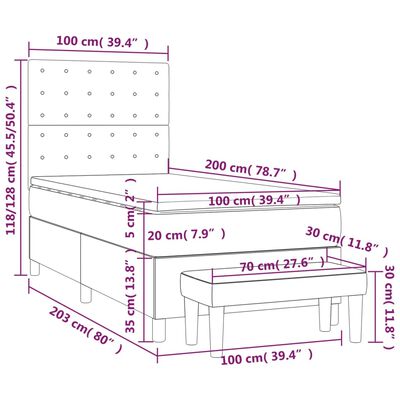 vidaXL Box spring postelja z vzmetnico črna 100x200 cm blago