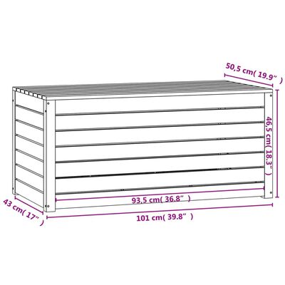 vidaXL Vrtna škatla črna 101x50,5x46,5 cm trdna borovina