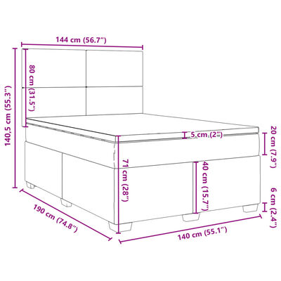 vidaXL Box spring posteljni z vzmetnico črn 140x190 cm žamet