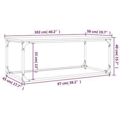 vidaXL Klubska mizica siva sonoma 102x50x40cm inženirski les in železo