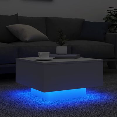 vidaXL Klubska mizica z LED lučmi bela 55x55x31 cm