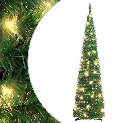 vidaXL Umetna novoletna jelka pop-up 50 LED diod zelena 120 cm