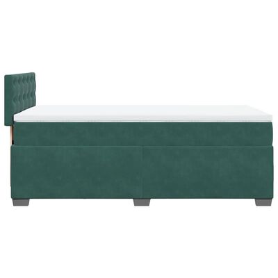 vidaXL Box spring postelja z vzmetnico temno zelena 100x200 cm žamet