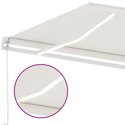 vidaXL Ročno zložljiva tenda z LED lučmi 400x350 cm krem