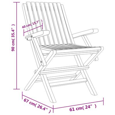 vidaXL Zložljivi vrtni stoli 6 kosa 61x67x90 cm trdna tikovina