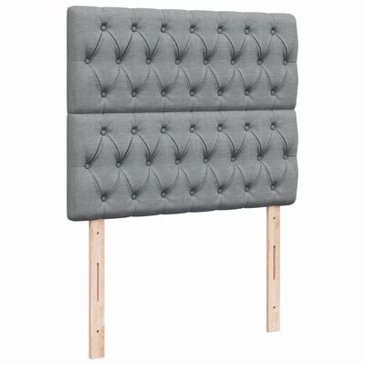 vidaXL Boxspring postelja z vzmetnico svetlo siva 120x190 cm blago