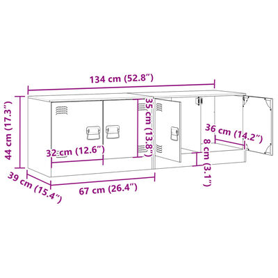 vidaXL TV omarica 2 kosa bela 67x39x44 cm jeklo