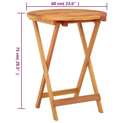 vidaXL Zložljiva vrtna miza Ø60x75 cm trden evkaliptusov les