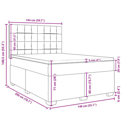 vidaXL Box spring postelja z vzmetnico črna 140x200 cm blago