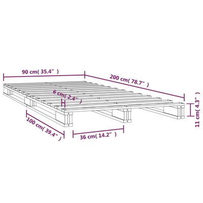 vidaXL Postelja iz palet bela 90x200 cm trdna borovina