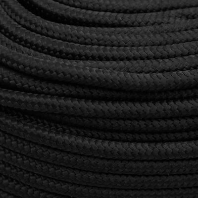 vidaXL Vrv za čoln popolnoma črna 6 mm 50 m polipropilen