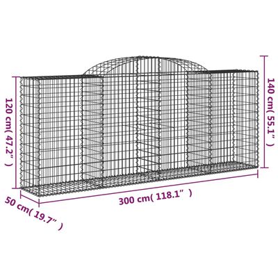 vidaXL Obokane gabion košare 25 kosa 300x50x120/140cm pocinkano železo