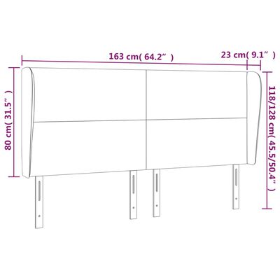 vidaXL Vzglavje z ušesi modro 163x23x118/128 cm blago