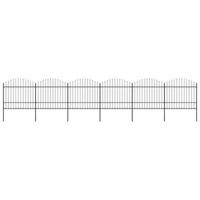 vidaXL Vrtna ograja s koničastimi vrhovi jeklo (1,5-1,75)x10,2 m črna