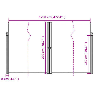 vidaXL Zložljiva stranska tenda modra 200x1200 cm