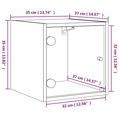 vidaXL Nočna omarica s steklenimi vrati 2 kosa dim. hrast 35x37x35 cm