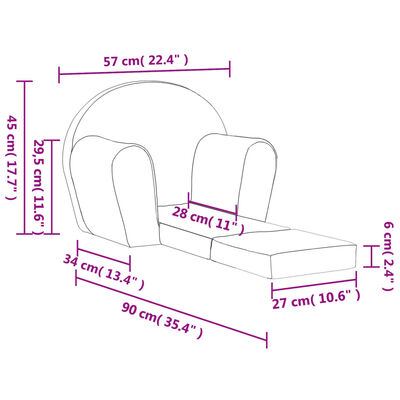 vidaXL Otroški raztegljiv kavč antracit mehak pliš