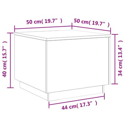 vidaXL Klubska mizica z LED lučkami dimljeni hrast 50x50x40 cm