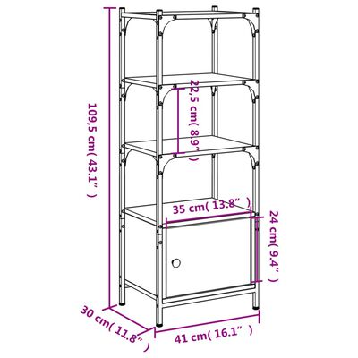 vidaXL Knjižna omara 3-nadstropna črna 41x30x109,5 cm inženirski les