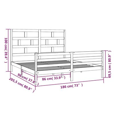 vidaXL Posteljni okvir iz trdne borovine 180x200 cm