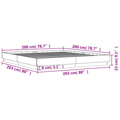 vidaXL Posteljni okvir sonoma hrast 200x200 cm inženirski les