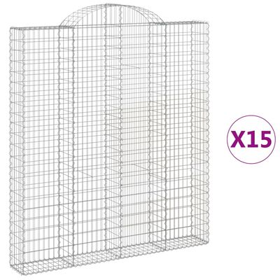 vidaXL Obokane gabion košare 15kosov 200x30x220/240cm pocinkano železo