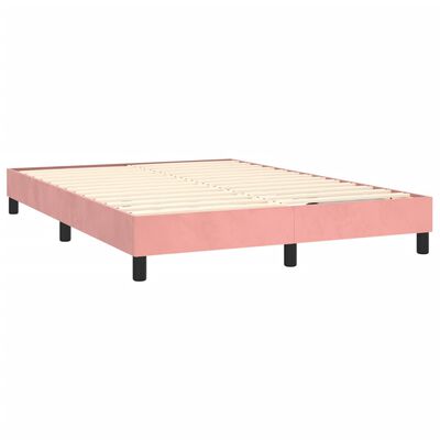 vidaXL Box spring postelja z vzmetnico roza 140x200 cm žamet