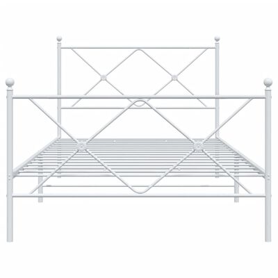 vidaXL Kovinski posteljni okvir z vzglavjem in vznožjem bel 100x200 cm