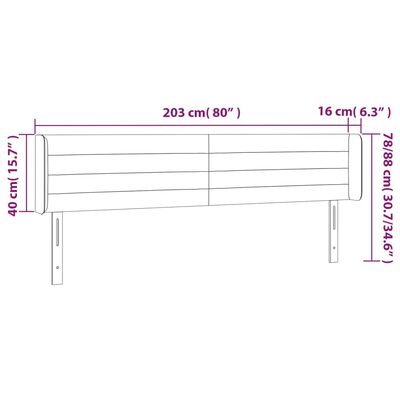 vidaXL Vzglavje z ušesi krem 203x16x78/88 cm blago