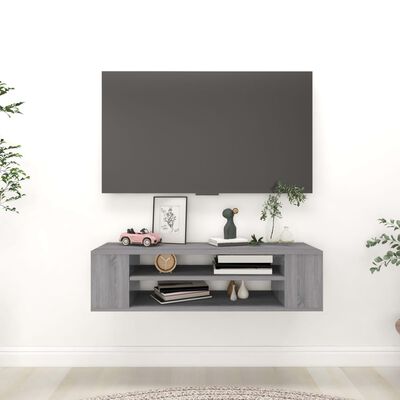 vidaXL Viseča TV omarica siva sonoma 100x30x26,5 cm inženirski les