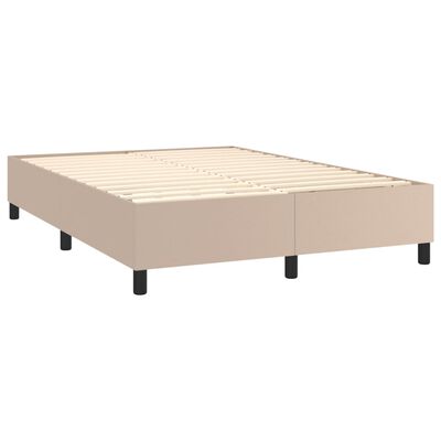 vidaXL Box spring postelja z vzmetnico kapučino 140x190cm umetno usnje