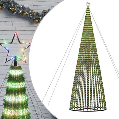 vidaXL Osvetljena novoletna jelka stožec 1544 LED barvita 500 cm