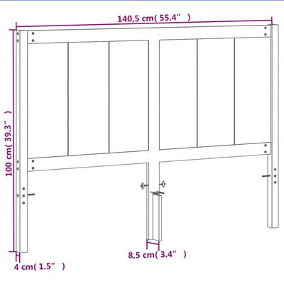 vidaXL Vzglavje voščeno rjava 135 cm trdna borovina