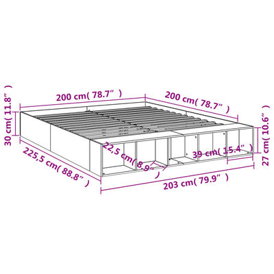 vidaXL Posteljni okvir bel 200x200 cm inženirski les